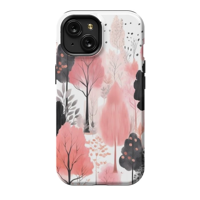 iPhone 15 StrongFit Watercolor pink trees by haroulita