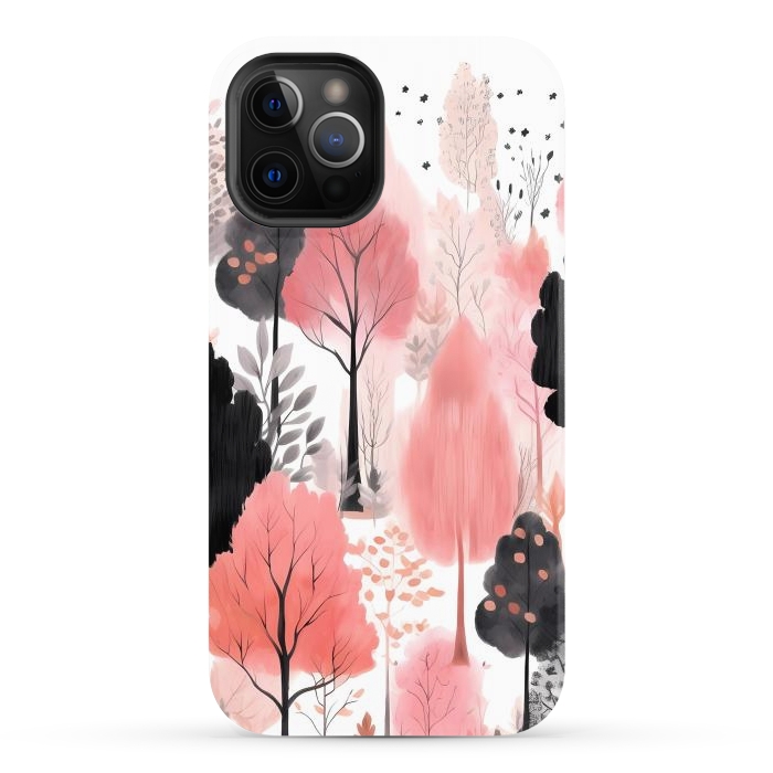 iPhone 12 Pro Max StrongFit Watercolor pink trees by haroulita