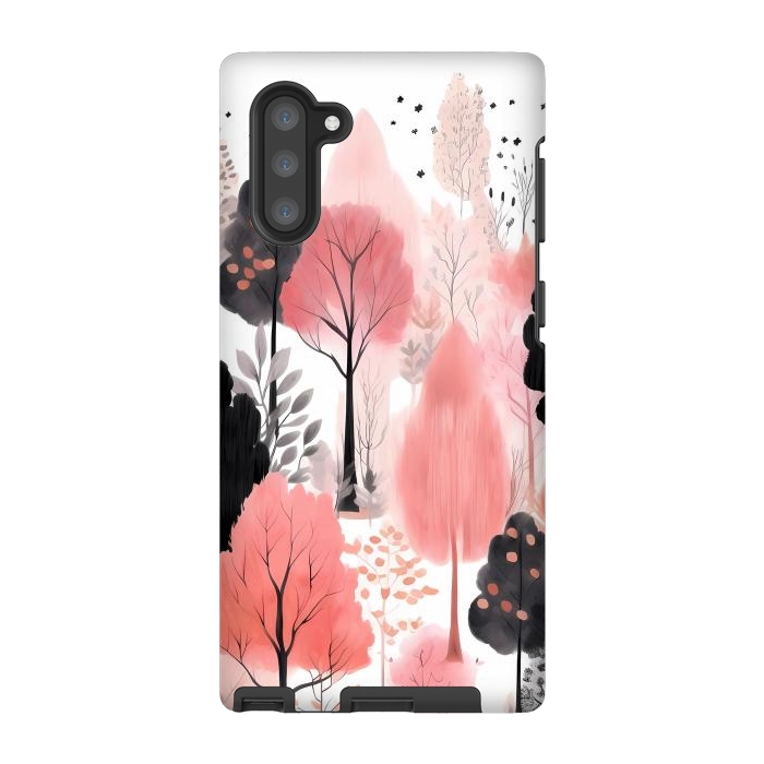 Galaxy Note 10 StrongFit Watercolor pink trees by haroulita