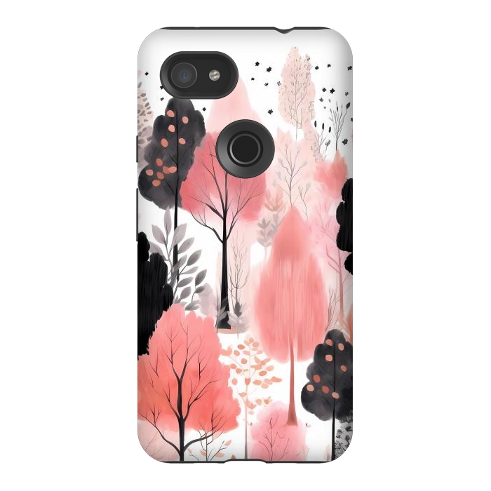Pixel 3AXL StrongFit Watercolor pink trees by haroulita
