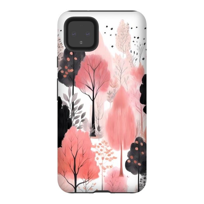 Pixel 4XL StrongFit Watercolor pink trees by haroulita