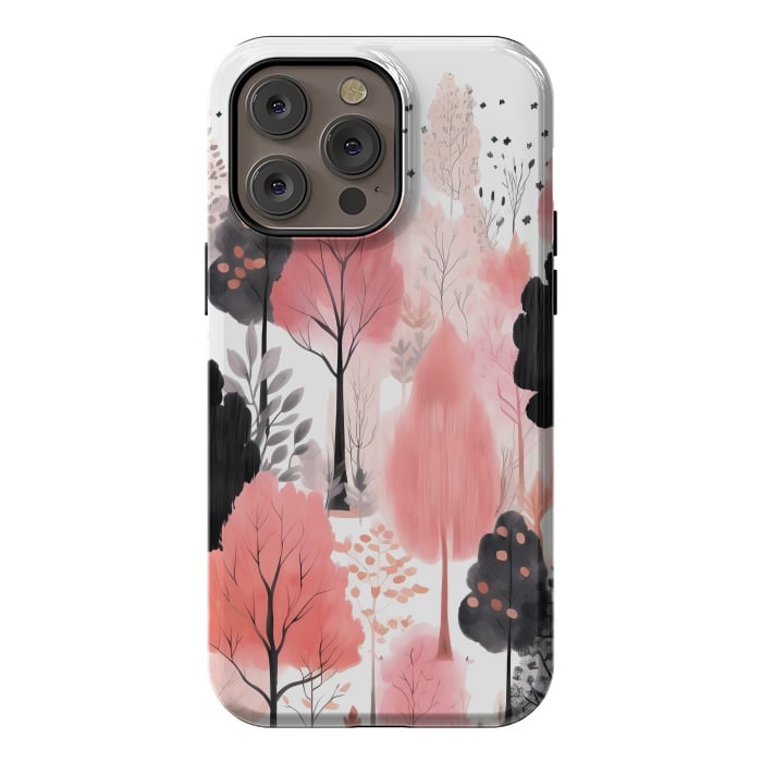 iPhone 14 Pro max StrongFit Watercolor pink trees by haroulita