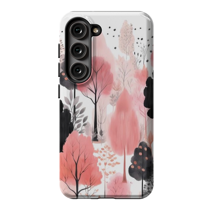Galaxy S23 StrongFit Watercolor pink trees by haroulita