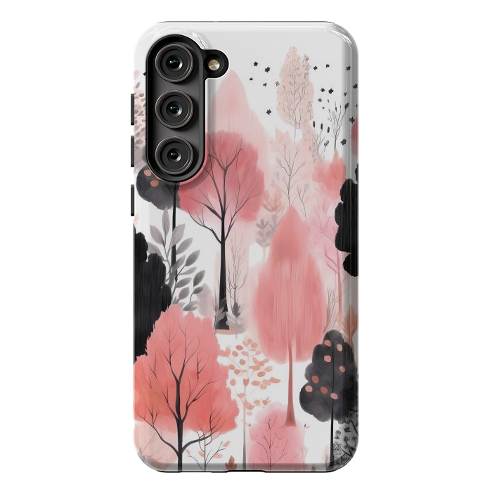 Galaxy S23 Plus StrongFit Watercolor pink trees by haroulita