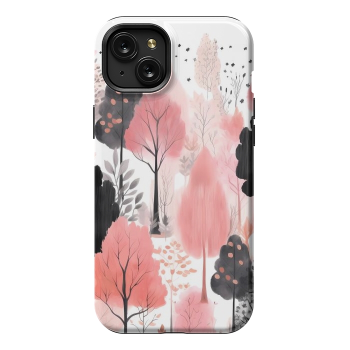 iPhone 15 Plus StrongFit Watercolor pink trees by haroulita