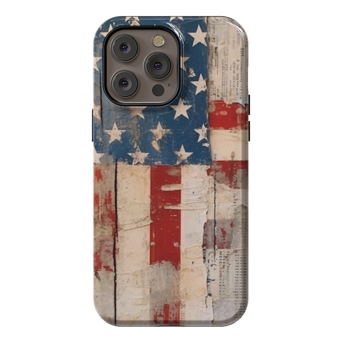 iPhone 14 Pro max StrongFit Vintage American flag by haroulita