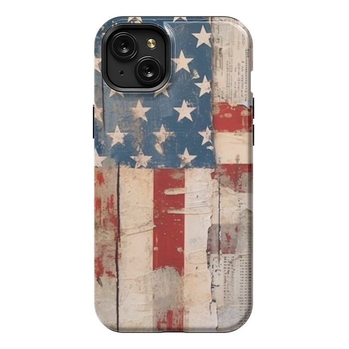 iPhone 15 Plus StrongFit Vintage American flag by haroulita