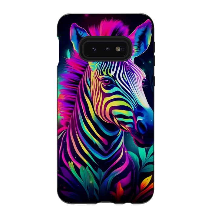 Galaxy S10e StrongFit colorful zebra by haroulita
