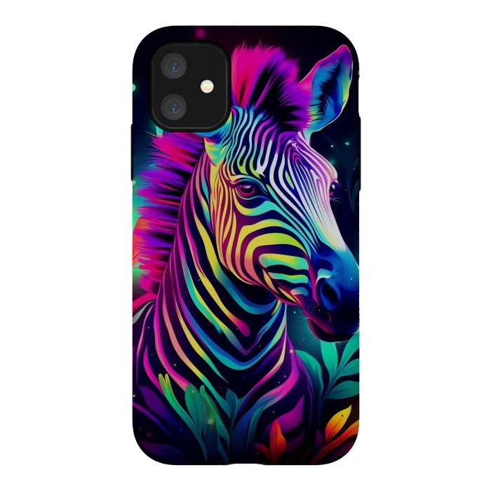 iPhone 11 StrongFit colorful zebra by haroulita