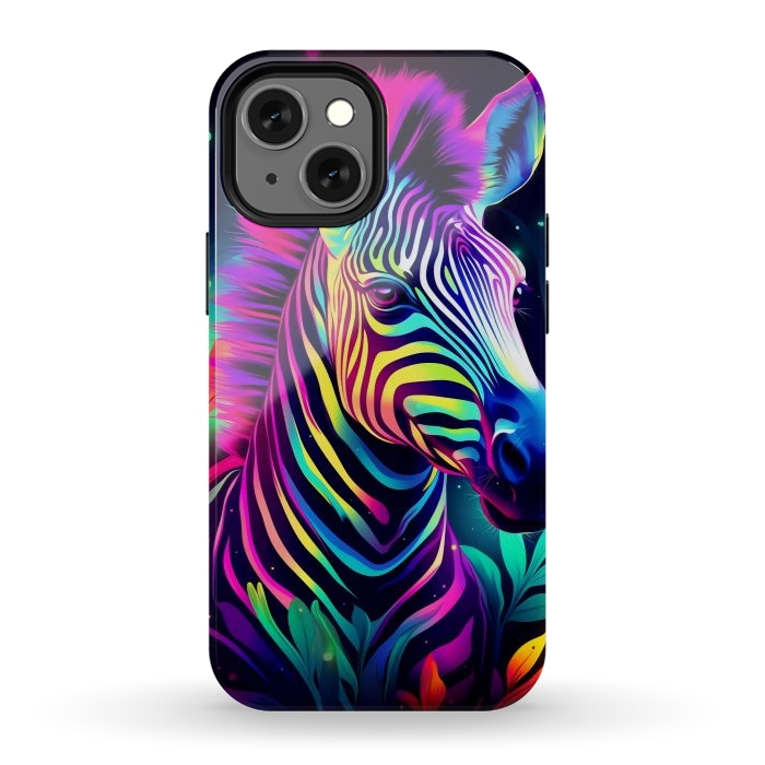 iPhone 12 mini StrongFit colorful zebra by haroulita