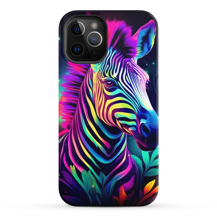 iPhone 12 Pro StrongFit colorful zebra by haroulita