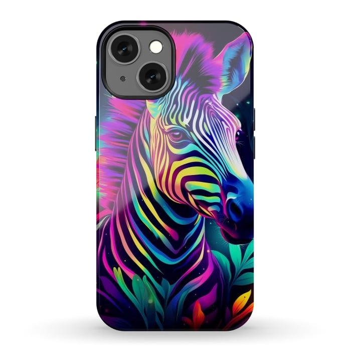 iPhone 13 StrongFit colorful zebra by haroulita