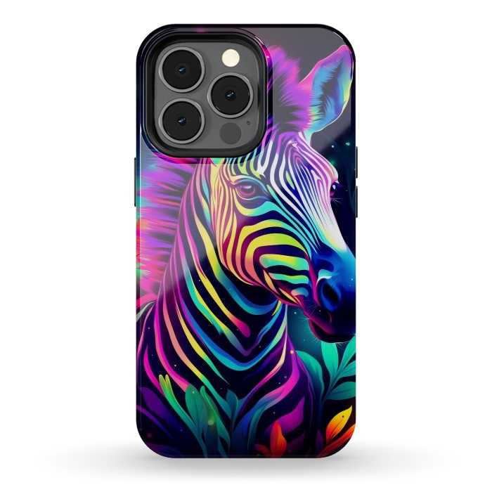 iPhone 13 pro StrongFit colorful zebra by haroulita