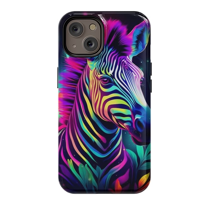 iPhone 14 StrongFit colorful zebra by haroulita