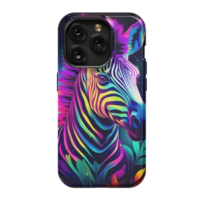 iPhone 15 Pro StrongFit colorful zebra by haroulita