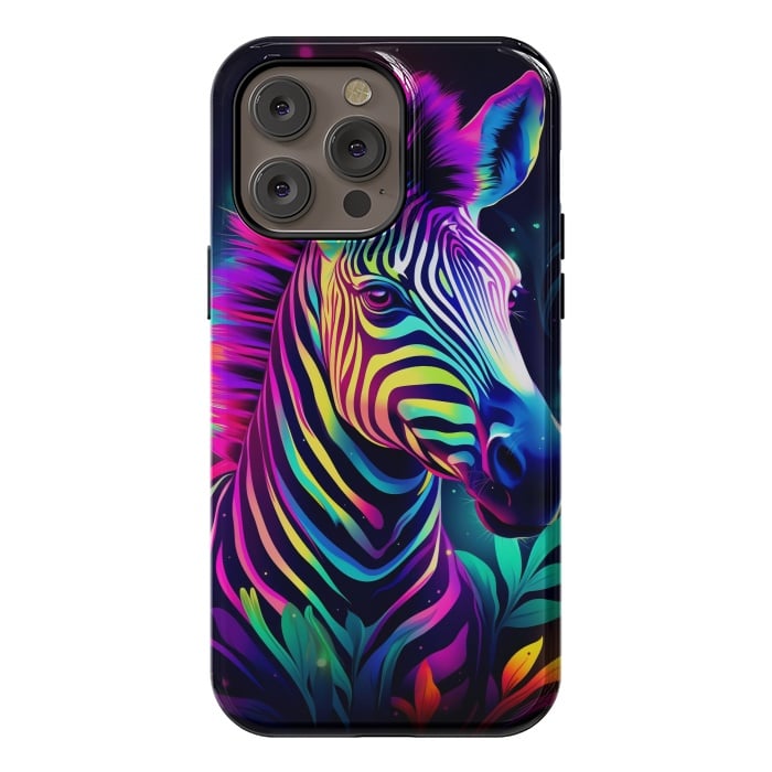 iPhone 14 Pro max StrongFit colorful zebra by haroulita