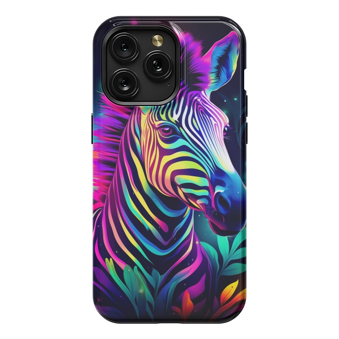 iPhone 15 Pro Max StrongFit colorful zebra by haroulita