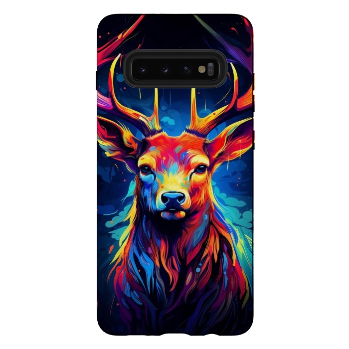 Galaxy S10 plus StrongFit Colorful deer by haroulita