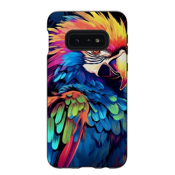 Galaxy S10e StrongFit Colorful parrot by haroulita