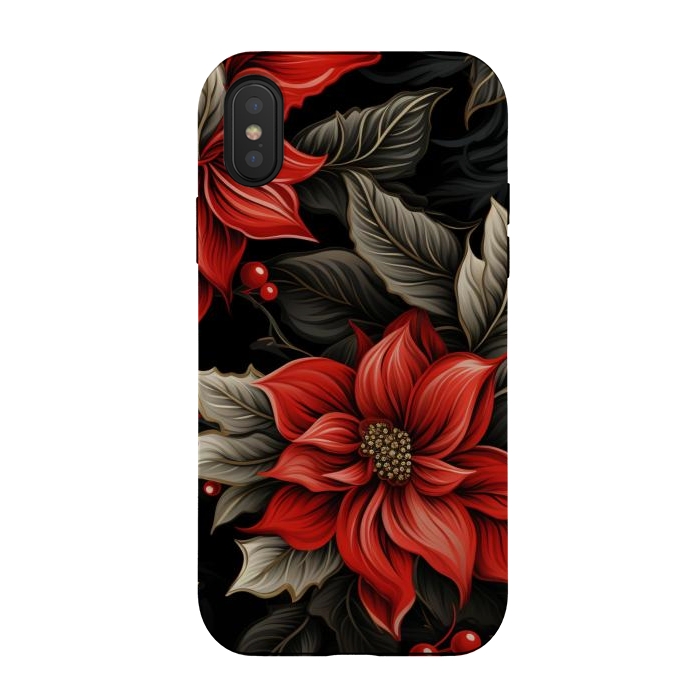 iPhone Xs / X StrongFit Christmas Poinsettia flowers by haroulita