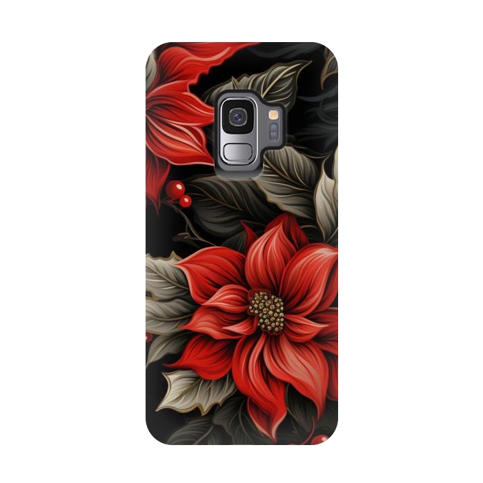 Galaxy S9 StrongFit Christmas Poinsettia flowers by haroulita