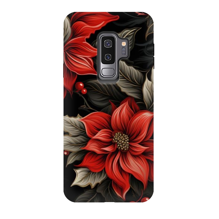 Galaxy S9 plus StrongFit Christmas Poinsettia flowers by haroulita
