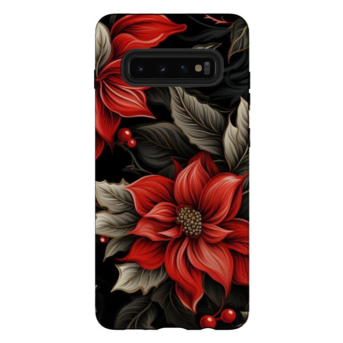 Galaxy S10 plus StrongFit Christmas Poinsettia flowers by haroulita