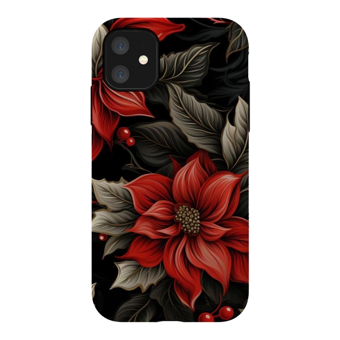 iPhone 11 StrongFit Christmas Poinsettia flowers by haroulita