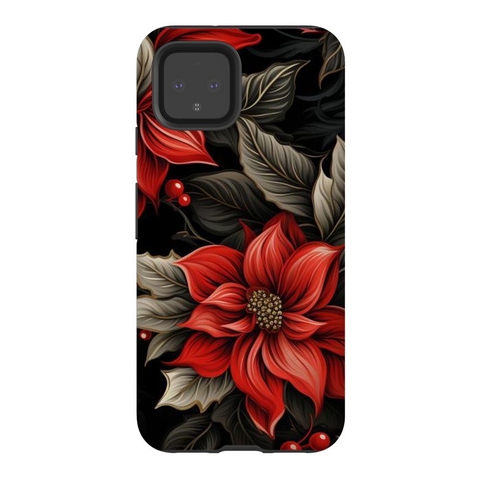Pixel 4 StrongFit Christmas Poinsettia flowers by haroulita