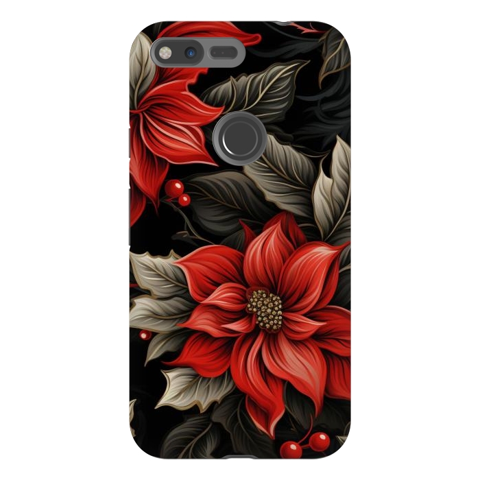 Pixel XL StrongFit Christmas Poinsettia flowers by haroulita