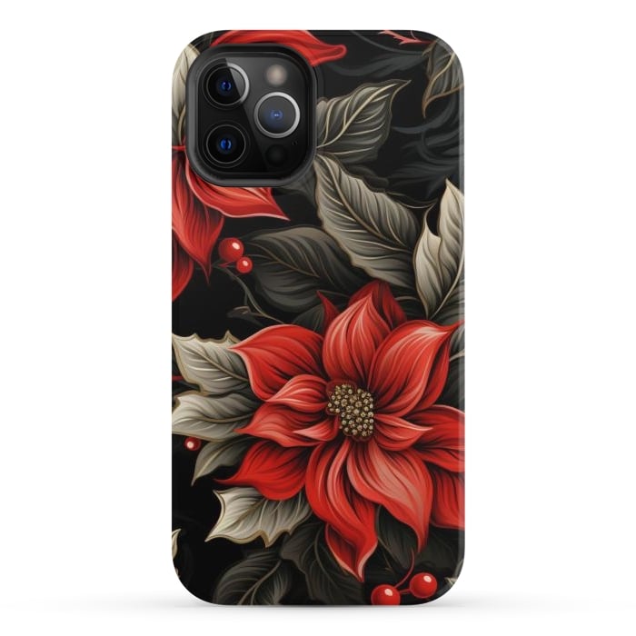 iPhone 12 Pro StrongFit Christmas Poinsettia flowers by haroulita