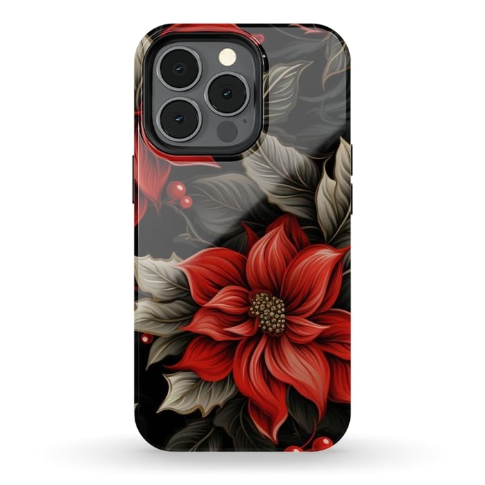 iPhone 13 pro StrongFit Christmas Poinsettia flowers by haroulita