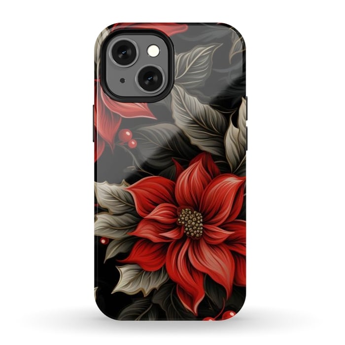iPhone 13 mini StrongFit Christmas Poinsettia flowers by haroulita