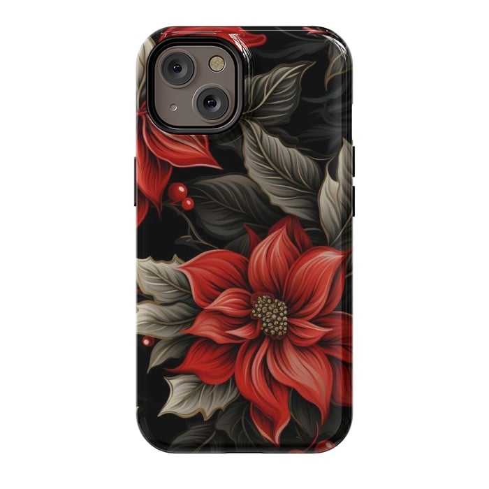 iPhone 14 StrongFit Christmas Poinsettia flowers by haroulita