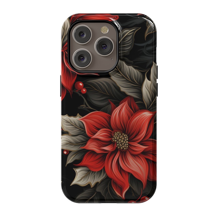 iPhone 14 Pro StrongFit Christmas Poinsettia flowers by haroulita