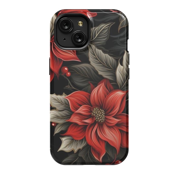 iPhone 15 StrongFit Christmas Poinsettia flowers by haroulita