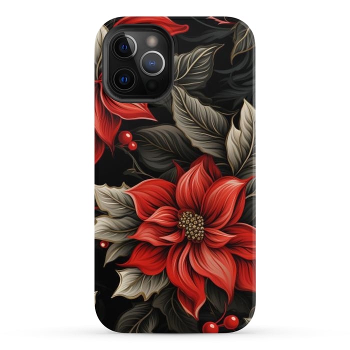 iPhone 12 Pro Max StrongFit Christmas Poinsettia flowers by haroulita