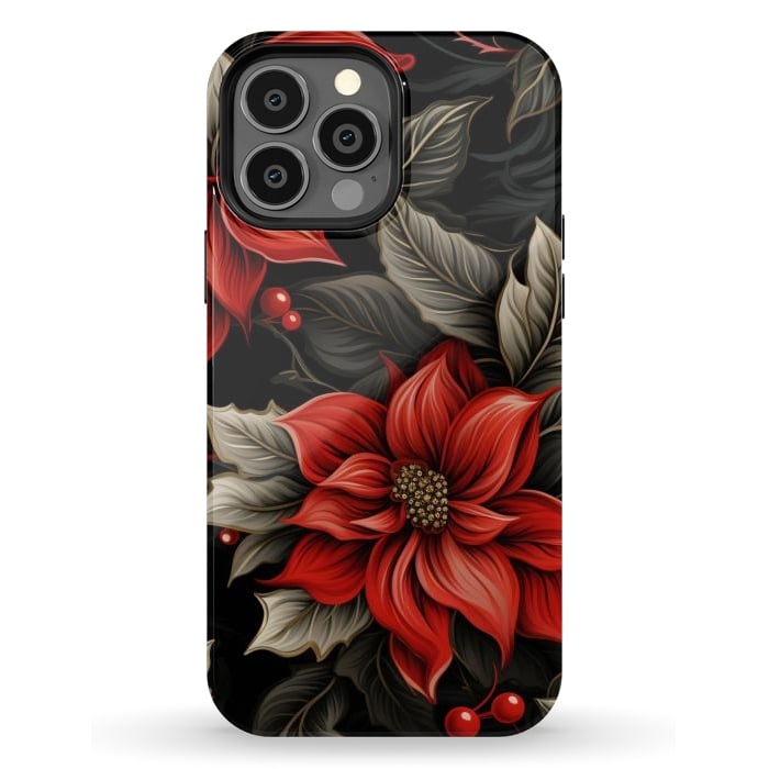 iPhone 13 Pro Max StrongFit Christmas Poinsettia flowers by haroulita