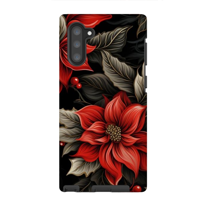 Galaxy Note 10 StrongFit Christmas Poinsettia flowers by haroulita