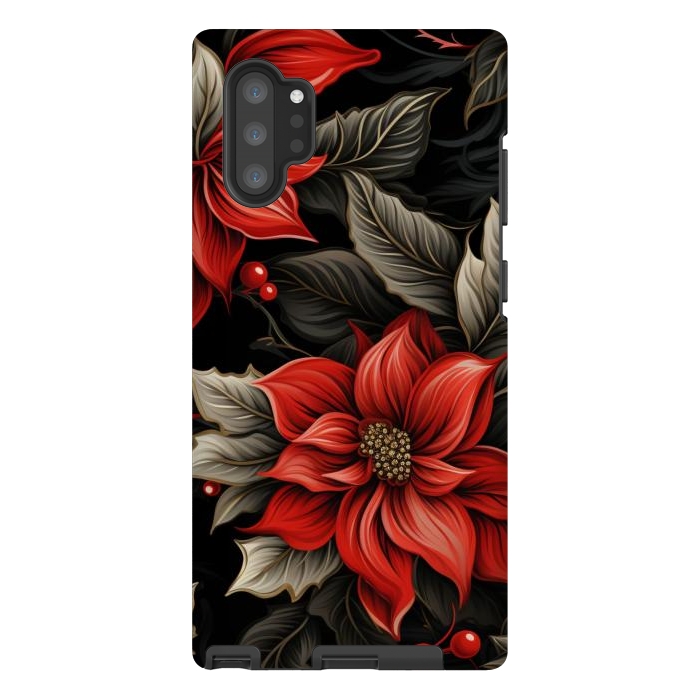 Galaxy Note 10 plus StrongFit Christmas Poinsettia flowers by haroulita