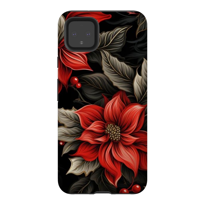 Pixel 4XL StrongFit Christmas Poinsettia flowers by haroulita