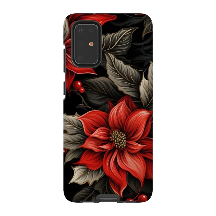 Galaxy S20 Plus StrongFit Christmas Poinsettia flowers by haroulita