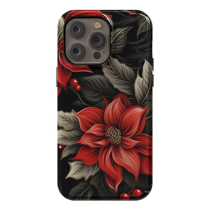 iPhone 14 Pro max StrongFit Christmas Poinsettia flowers by haroulita