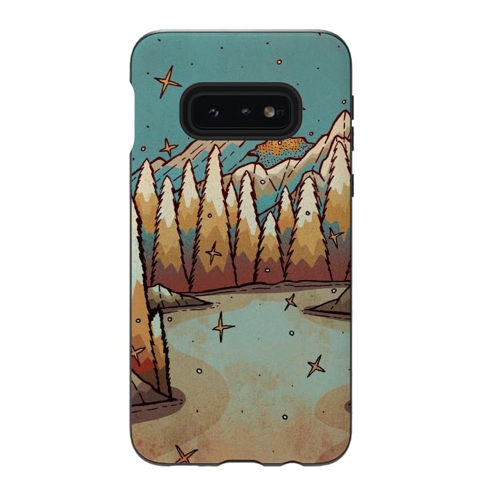 Galaxy S10e StrongFit Winter of gold and blue by Steve Wade (Swade)