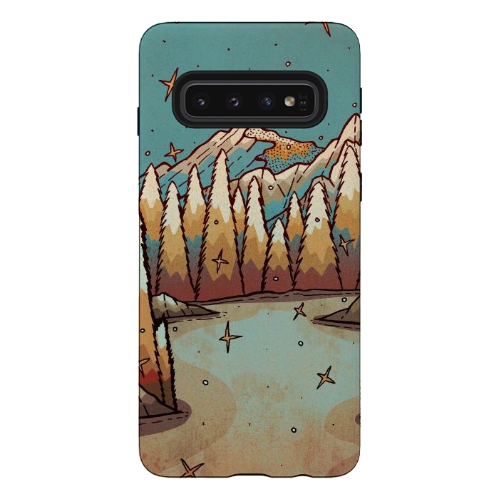 Galaxy S10 StrongFit Winter of gold and blue by Steve Wade (Swade)