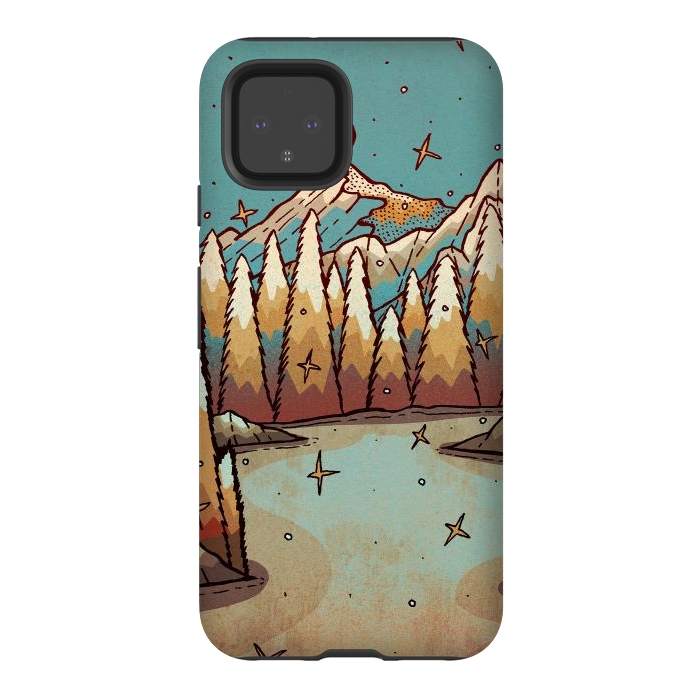 Pixel 4 StrongFit Winter of gold and blue by Steve Wade (Swade)