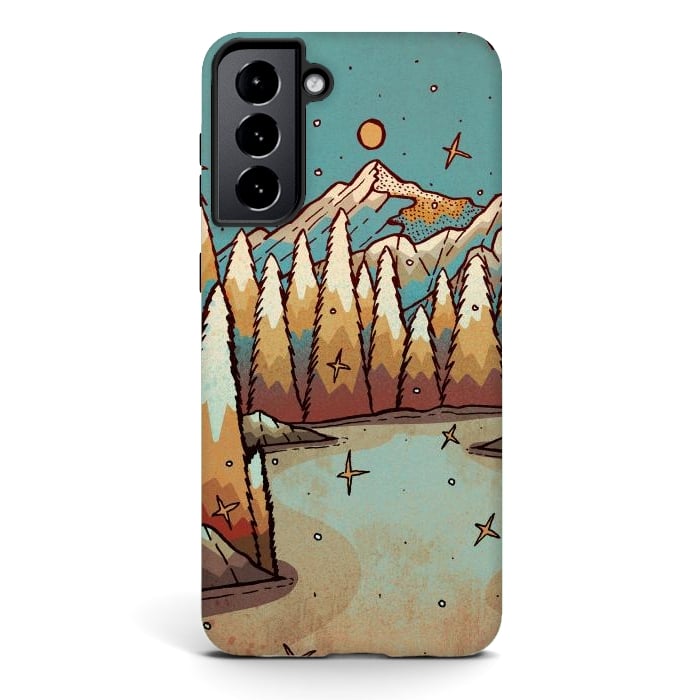 Galaxy S21 StrongFit Winter of gold and blue by Steve Wade (Swade)