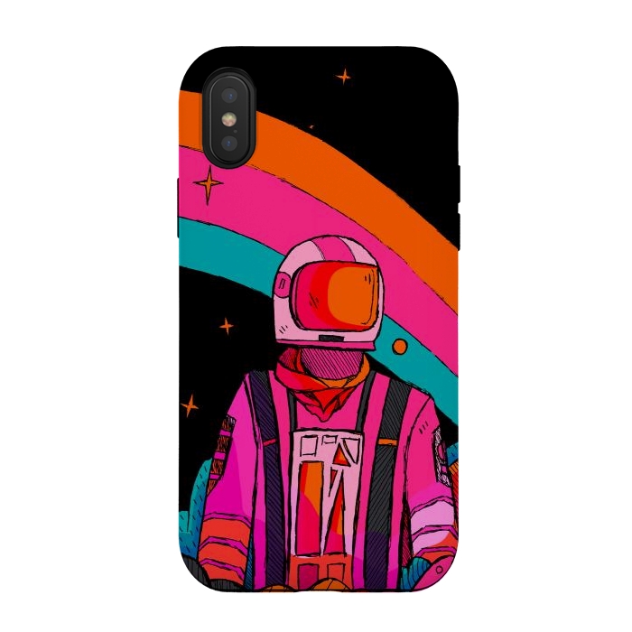 iPhone Xs / X StrongFit Rainbow Astronaut by Steve Wade (Swade)