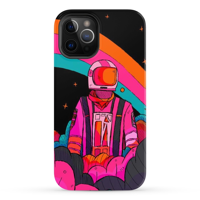 iPhone 12 Pro Max StrongFit Rainbow Astronaut by Steve Wade (Swade)