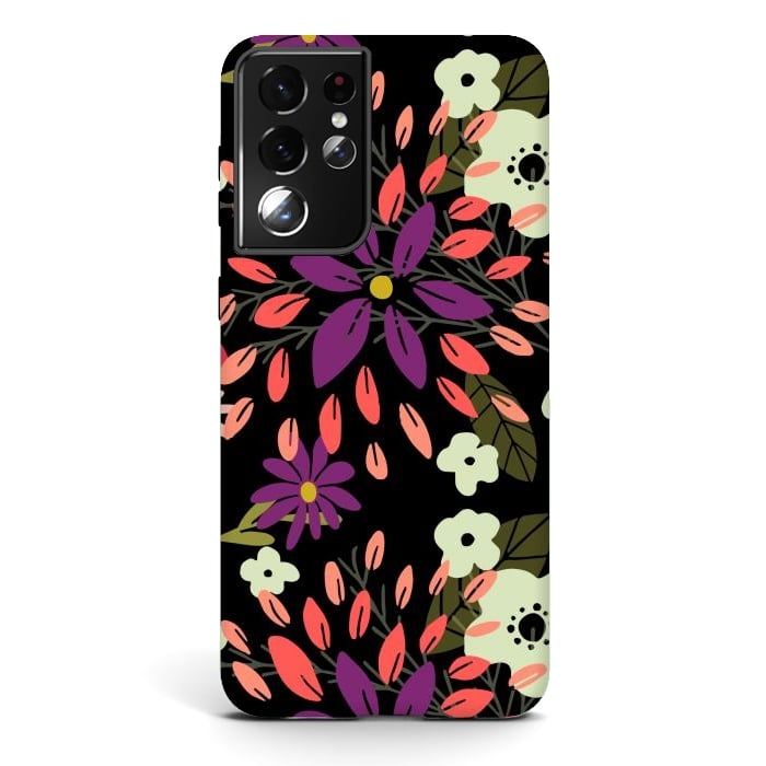 Galaxy S21 ultra StrongFit Bright Floral by Tiny Thistle Studio
